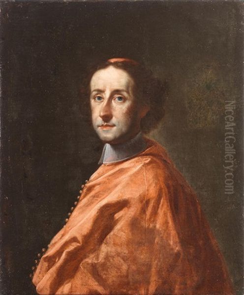 Portrait Of Cardinal Ottoboni (1667-1740), Half-length, In Cardinal's Robes Oil Painting by Francesco Trevisani