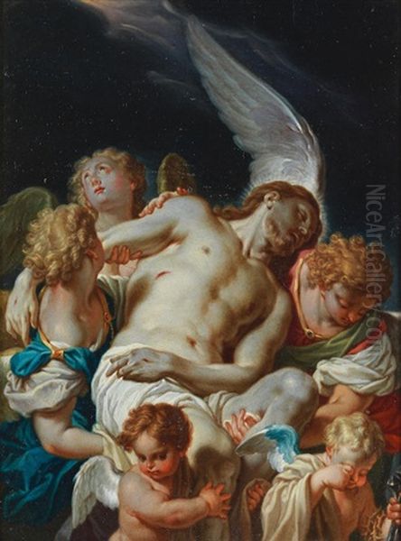 The Dead Christ Held By Angels Oil Painting by Francesco Trevisani