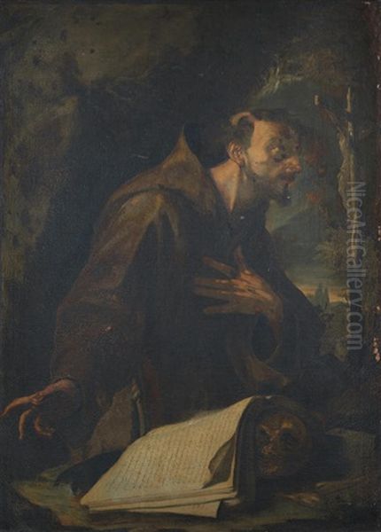 Saint Francis Of Assisi In Prayer Oil Painting by Francesco Trevisani