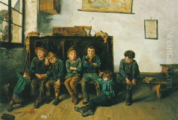 Breton Boys - En Retenue Oil Painting by Helen Mable Trevor