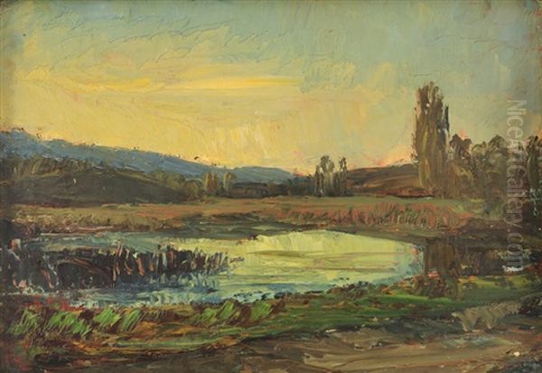 L'etang De Viguan Oil Painting by Joseph Trevoux