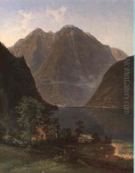 Der Hallstattersee Oil Painting by Alexander Trichtl