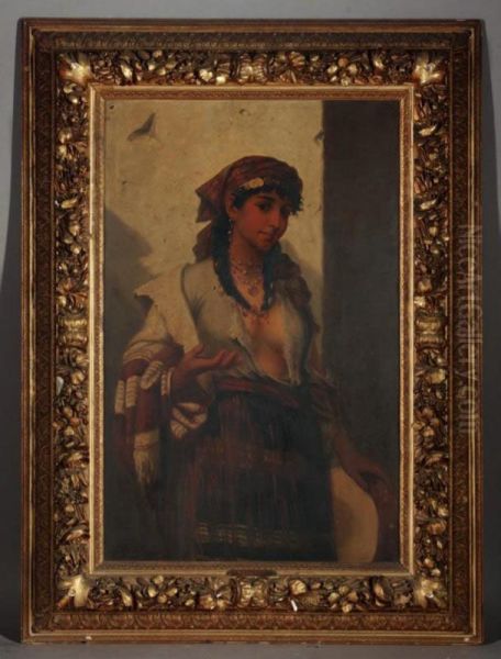 The Gypsy Girl Oil Painting by Anton Brentano