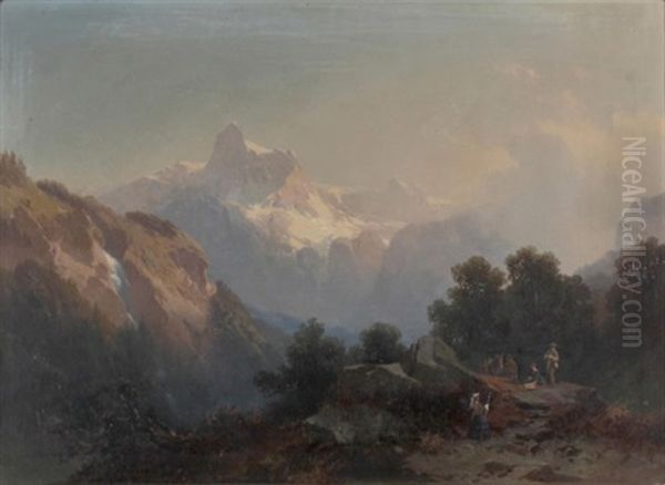 Lauterbrunnental In Der Schweiz Oil Painting by Carl Triebel