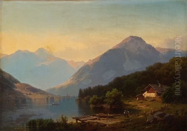 Der Tegernsee In Oberbayern Oil Painting by Carl Triebel