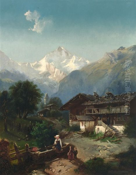 Blick Auf Das Jungfraumassiv Im Berner Oberland Oil Painting by Carl Triebel