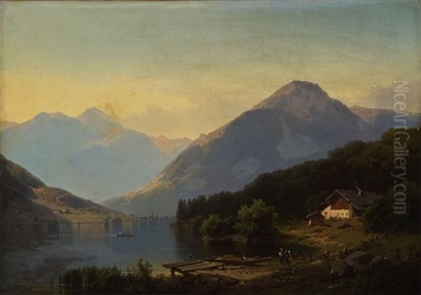 Der Tegernsee In Oberbayern Oil Painting by Carl Triebel