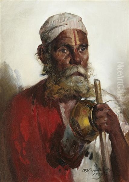 Untitled (portrait Of An Old Man) Oil Painting by Antonio Xavier Trindade