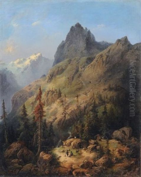 Rast Im Gebirge Oil Painting by Albert Ludwig Trippel