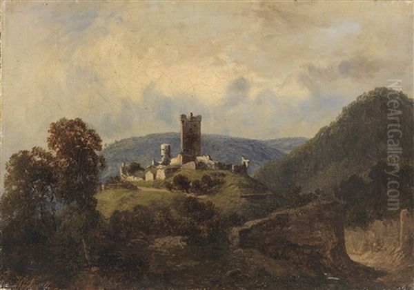 Burg Cochem Oil Painting by Albert Ludwig Trippel