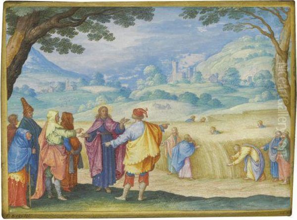 Christ And The Pharisees Oil Painting by Friedrich The Elder Brentel