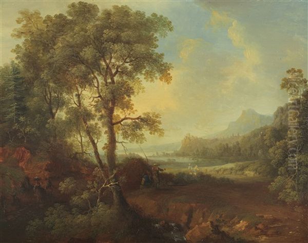 Weite Fluslandschaft Oil Painting by Leonhard Trippel