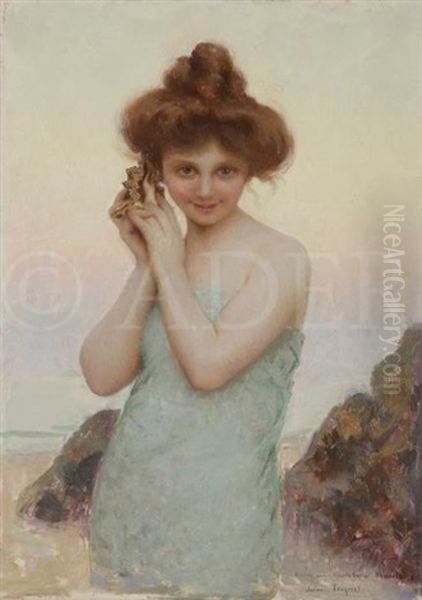 Jeune Fille Au Coquillage Oil Painting by Jules Octave Triquet