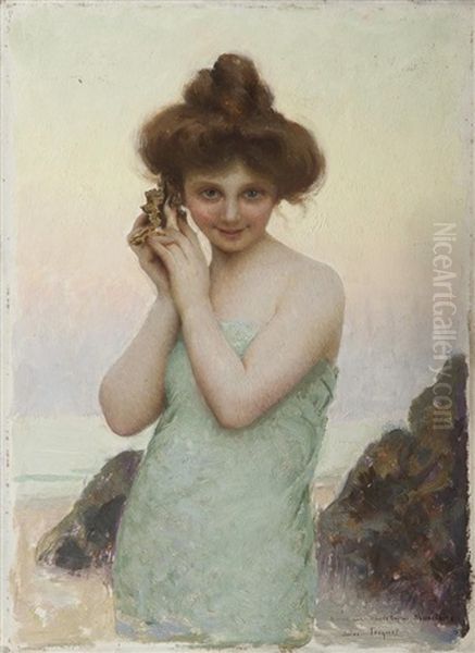 Femme Au Coquillage Oil Painting by Jules Octave Triquet