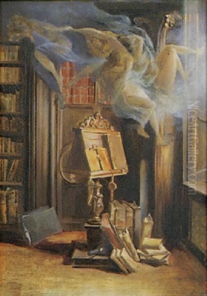 La Biblioteca Della Villa Di Mombello Con Le Muse Oil Painting by Juan Falco Trivulzio