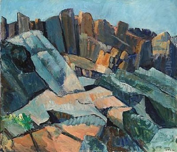 Rocky Landscape Oil Painting by Carl Trock-Madsen