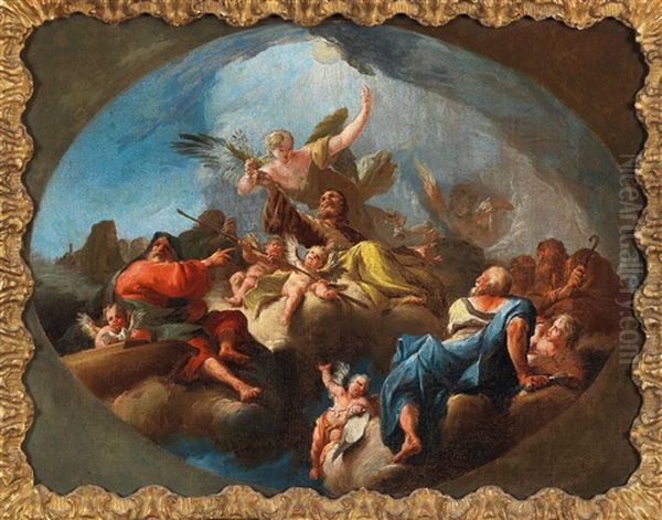 Die Glorie Des Heiligen Joseph Mit Noah Und Der Opferung Isaaks Oil Painting by Paul Troger