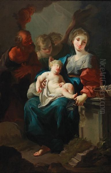 The Holy Family With The Sleeping Christ Child Oil Painting by Paul Troger