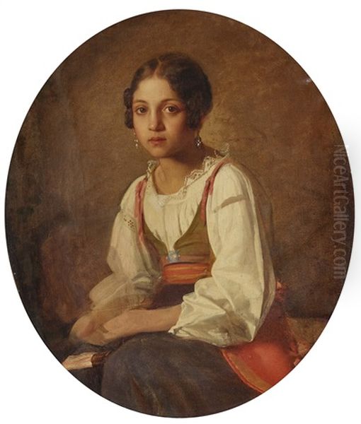 Young Italian Woman Oil Painting by Uno Troili