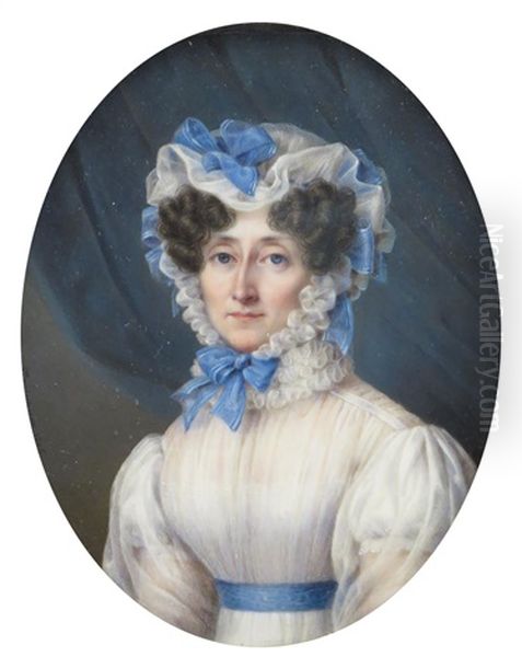 Portrait Miniature Of A Lady Oil Painting by Jean Baptiste Desire Troivaux