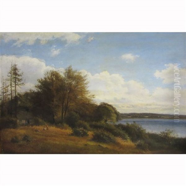 Cottage By A Lake Oil Painting by Harald Trolle