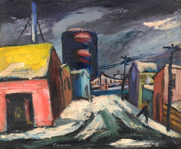 Winter--gowanus Canal Oil Painting by Abram Tromka