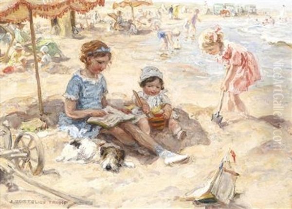 By The Seaside Oil Painting by Johann Jan Zoetelief Tromp