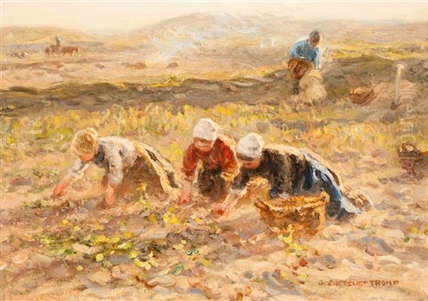 Harvesting Girls Oil Painting by Johann Jan Zoetelief Tromp