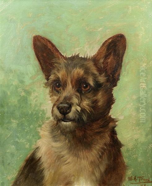 Head Of A Terrier Oil Painting by William Henry Hamilton Trood