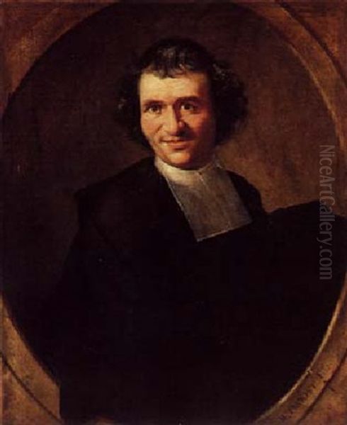 Portrait Of A Clergyman Wearing A Black Suit With A White Chabot Oil Painting by Willem Troost