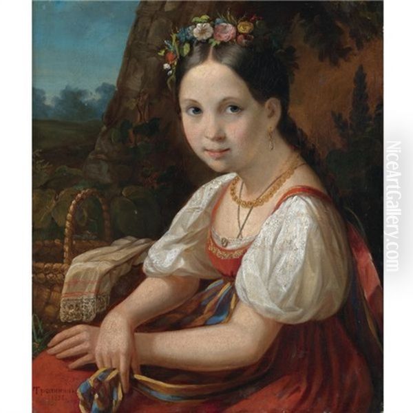 Peasant Girl Oil Painting by Vasili Andreevich Tropinin