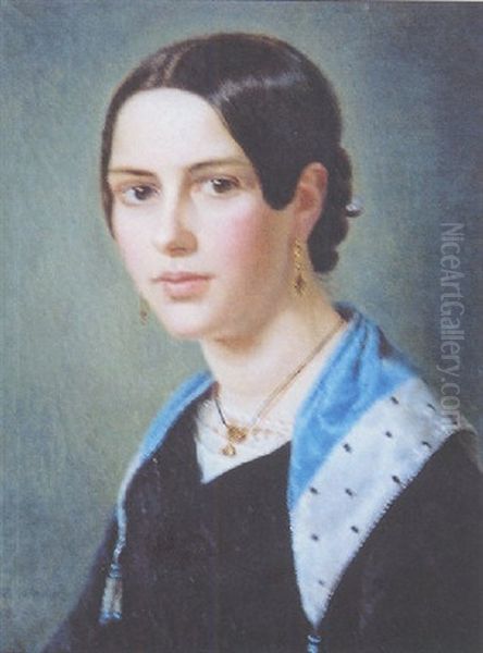 Portrait D'une Jeune Fille Oil Painting by Vasili Andreevich Tropinin