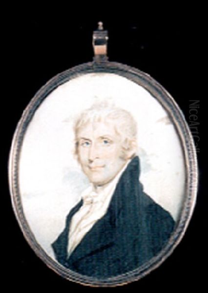 Mr. John Sims In Black Coat, White Waistcoat And Tied Stock Oil Painting by Benjamin Trott