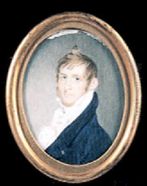 An Unknown Gentleman From Philadelphia, With Light Brown Side Whiskers Oil Painting by Benjamin Trott