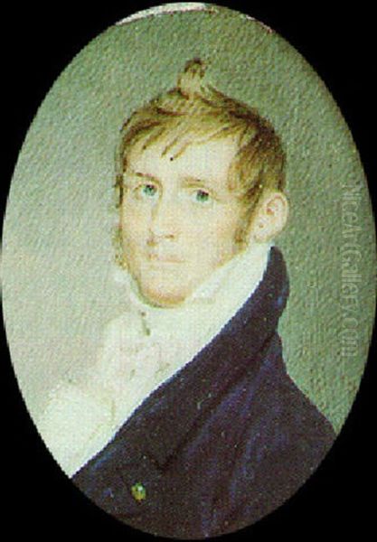 An Unknown Gentleman From Philadelphia With Light Brown Side Whiskers, Wearing Black Coat Oil Painting by Benjamin Trott