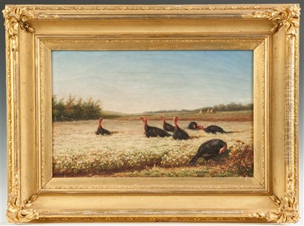 Field With Turkeys Oil Painting by Newbold Hough Trotter