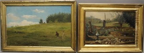 Two Men Hunting And Man Fishing (2 Works) by Newbold Hough Trotter