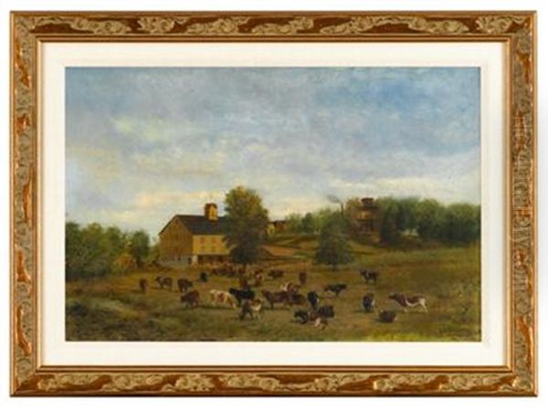 View Of J. Reston Thoma Dairy Farm, Swarthmore Area, Pennsylvania Oil Painting by Newbold Hough Trotter