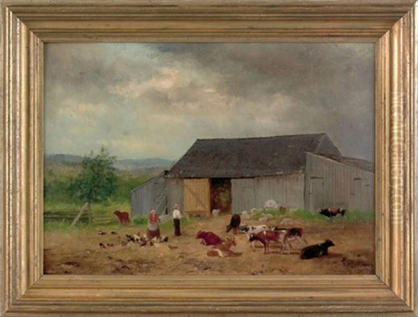 The Old Barn At Eaglesmere Pa Oil Painting by Newbold Hough Trotter