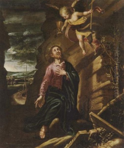 Christus Auf Dem Olberg Oil Painting by Giovan-Battista (Il Malosso) Trotti