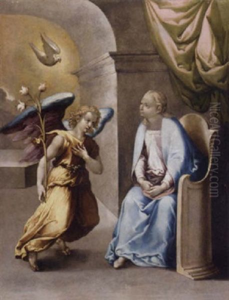 The Annunciation Oil Painting by Giovan-Battista (Il Malosso) Trotti