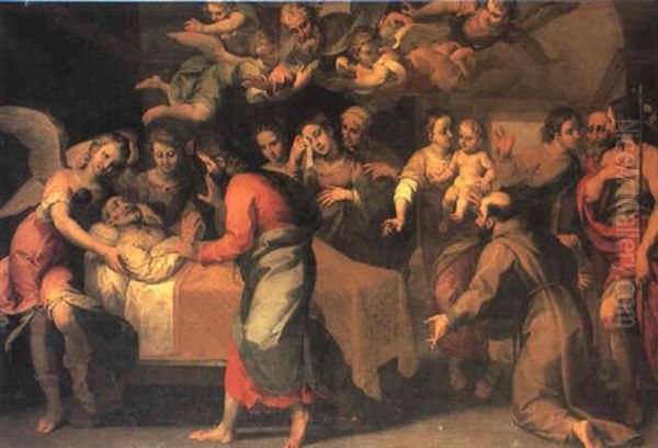 The Death Of Saint Joseph Oil Painting by Giovan-Battista (Il Malosso) Trotti