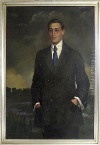 Portrait Of A Gentleman Wearing A Blue Tie Oil Painting by Prince Paolo Troubetzkoy