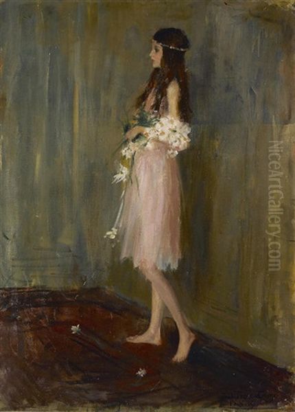 Melancholy In Pink Oil Painting by Prince Paolo Troubetzkoy