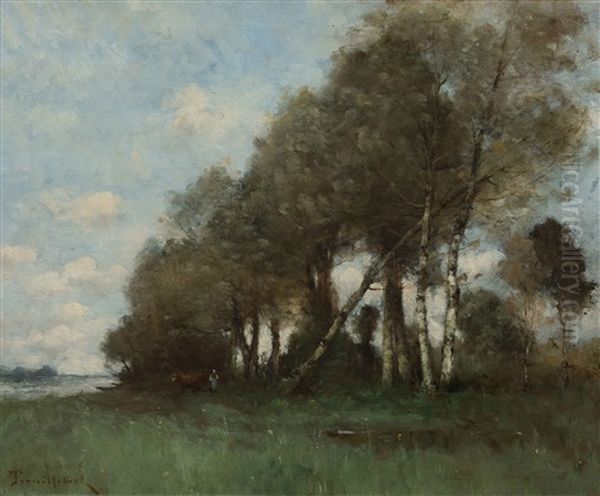 Paysage A Picquigny Sur Somme Oil Painting by Paul Desire Trouillebert