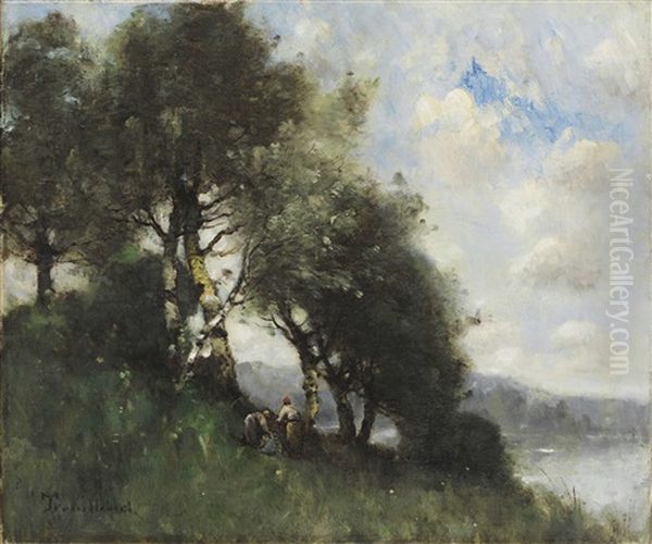 Les Fagoteuses Au Bord De L'eau Oil Painting by Paul Desire Trouillebert