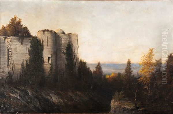 Paysage Ruine De La Folie A Braine Oil Painting by Paul Desire Trouillebert