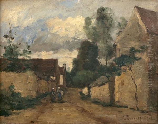 Deux Femmes Dans Une Rue De Village Oil Painting by Paul Desire Trouillebert