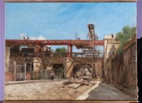 Travaux Sur La Petite Ceinture Pres Du Cour De Vincennes Oil Painting by Paul Desire Trouillebert