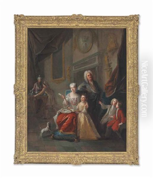 Portrait Of A Magistrate's Family Oil Painting by Francois de Troy